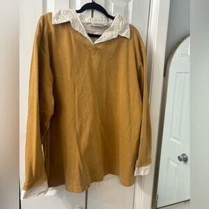 Basic Editions Vintage Men's Mustard Sweater with Collar